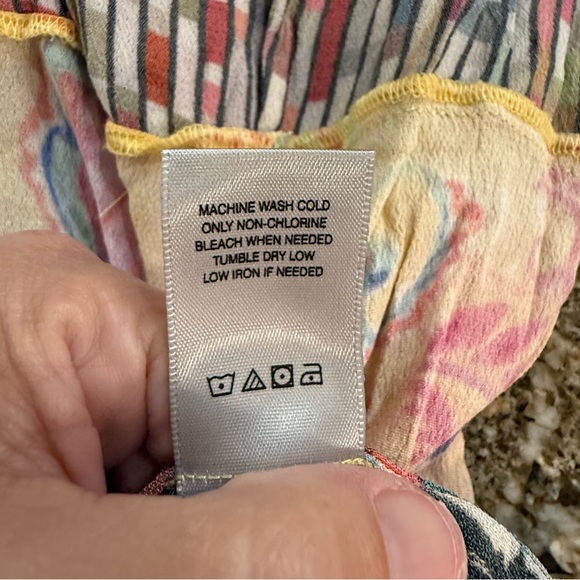 John Mark Tunic Top 1X  Artsy Boho Oversized Flowy Floral Patch - Picture 14 of 15